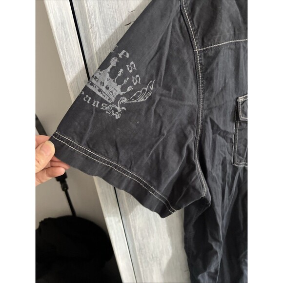 Guess vintage graphic button up short sleeve Men’s top Xxl Goth Grunge - Picture 2 of 8